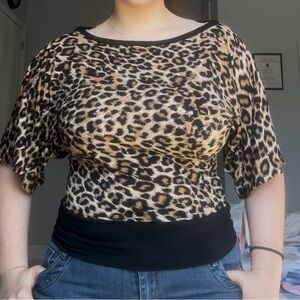 NWT Vintage Fleurish Leopard Print Blouse with Black Accents